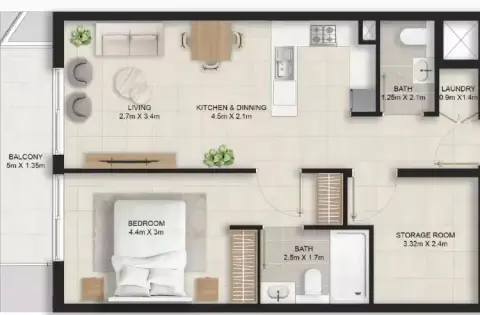 Stellar Axis: Floor plan Type 207, 762 sq ft