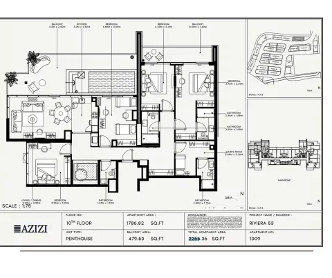 Azizi Riviera 53: Floor plan Type 1009, 2,266 sq ft