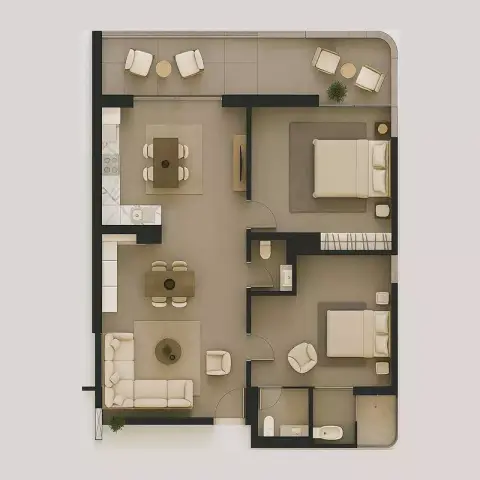 MAAK Residence: Планировка Type A, 1,360 sq ft