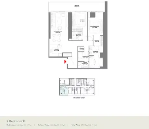 دبليو ريزيدنسز دبي هاربور من أرادا: مخطط الطابق Type G, 1,693 sq ft