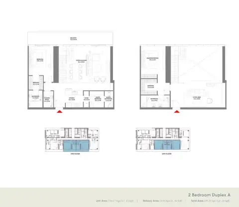 دبليو ريزيدنسز دبي هاربور من أرادا: مخطط الطابق Type A - Duplex, 3,028 sq ft