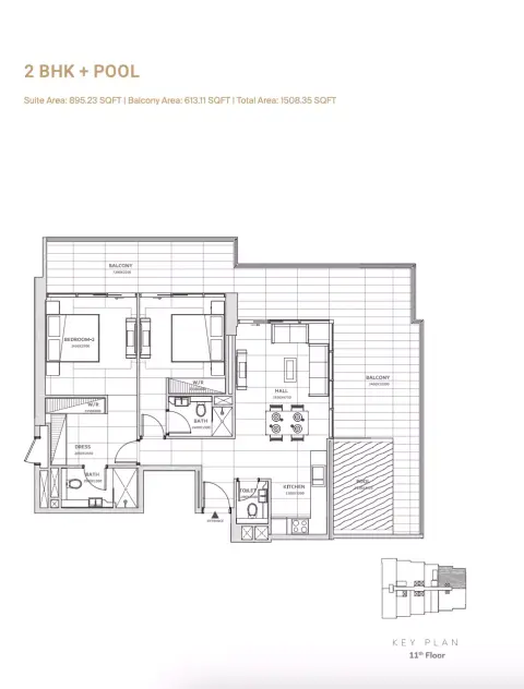 Solanki One: Floor plan Type C, 1,508 sq ft