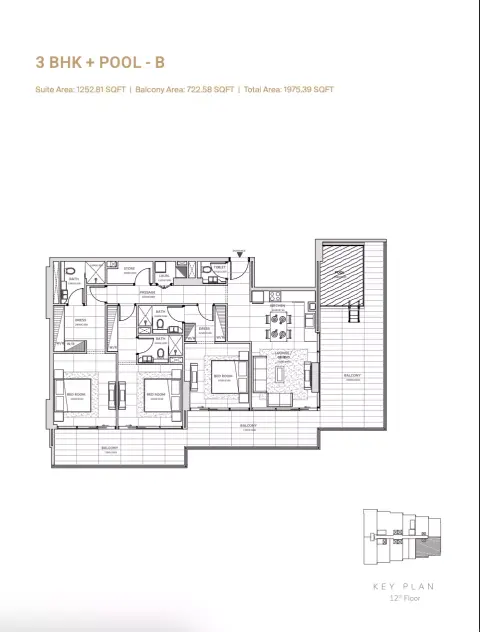 Solanki One: Floor plan Type B, 1,975 sq ft