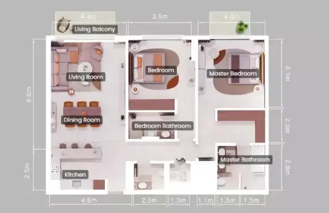 Forest: Type A, 1,389 sq ft 户型图