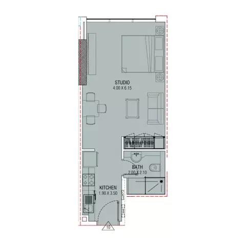 Al Waleed WS 1: Type A, 409 sq ft 户型图
