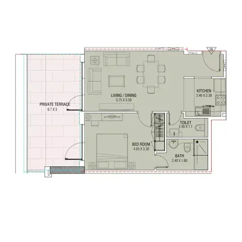 Al Waleed WS 1: Type A, 699 sq ft 户型图