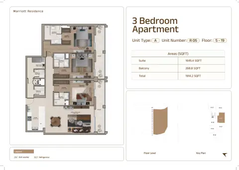 Marriott Residences Sheikh Zayed Road: Plattegrond Type A | Unit R 05, 1,914 sq ft