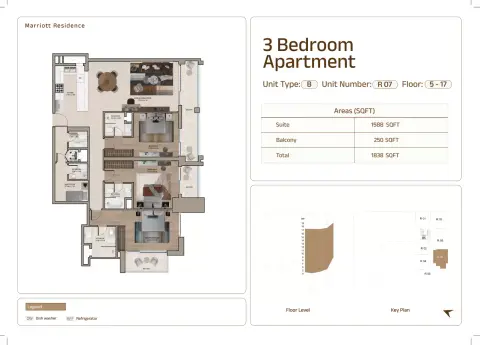 Marriott Residences Sheikh Zayed Road: Plattegrond Type B | Unit R 07, 1,838 sq ft