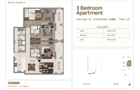 Marriott Residences Sheikh Zayed Road: Plattegrond Type A | Unit R 405, 1,975 sq ft