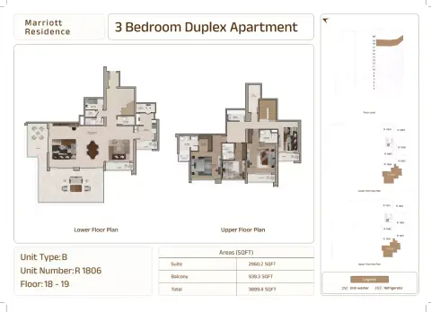 Marriott Residences Sheikh Zayed Road: Plattegrond Type B | Unit R 1806, 3,899 sq ft
