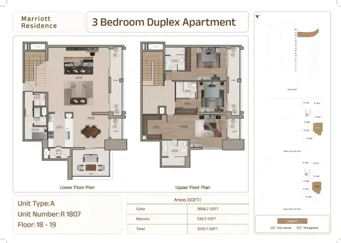 Marriott Residences Sheikh Zayed Road: Plattegrond Type A | Unit R 1807, 3,233 sq ft