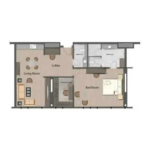 Bellatrix Hotel: Floor plan Type A, 947 sq ft