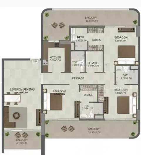 Regal Crest: Floor plan Type C, 2,067 sq ft
