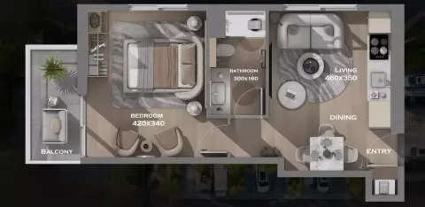 Leven Residences: Floor plan Type 311, 509 sq ft