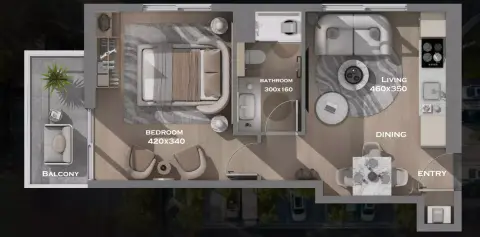 Leven Residences: Floor plan Type 611, 509 sq ft