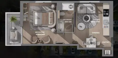Leven Residences: Floor plan Type 211, 509 sq ft