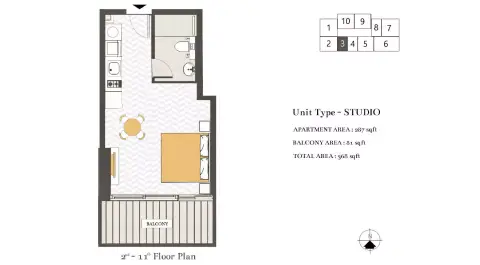 Ashwood Residences: Floor plan Type 1, 368 sq ft