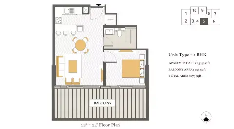 Ashwood Residences: Floor plan Type 6, 673 sq ft