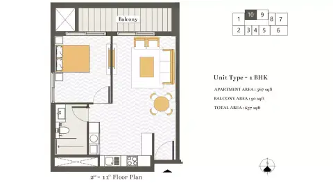 Ashwood Residences: Floor plan Type 4, 657 sq ft
