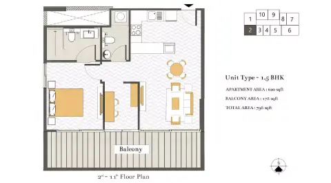 Ashwood Residences: Floor plan Type 4, 798 sq ft
