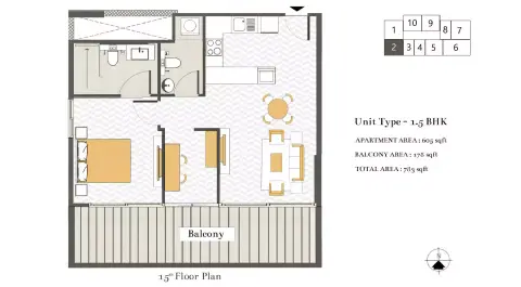Ashwood Residences: Floor plan Type 3, 783 sq ft