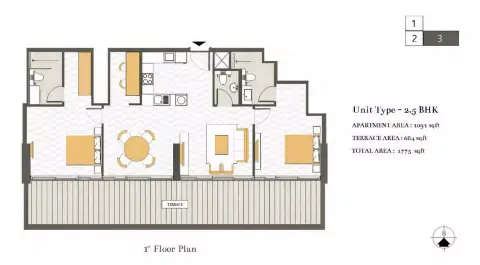 Ashwood Residences: Floor plan Type 2, 1,775 sq ft