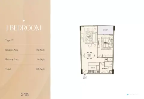 Westar Altair: Floor plan Type 07, 748 sq ft