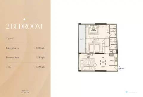 Westar Altair: Floor plan Type 03, 1,159 sq ft